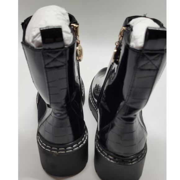 River Island Wide Fit Patent Chunky Chelsea Boot in Black Size 6 - Picture 6 of 11